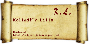 Kolimár Lilla névjegykártya